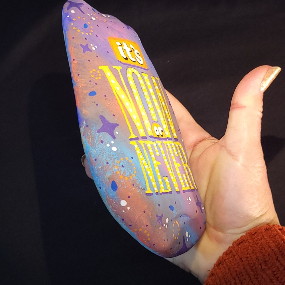 Hand Painted Rock Its Now or Never - Picture 4 of 7